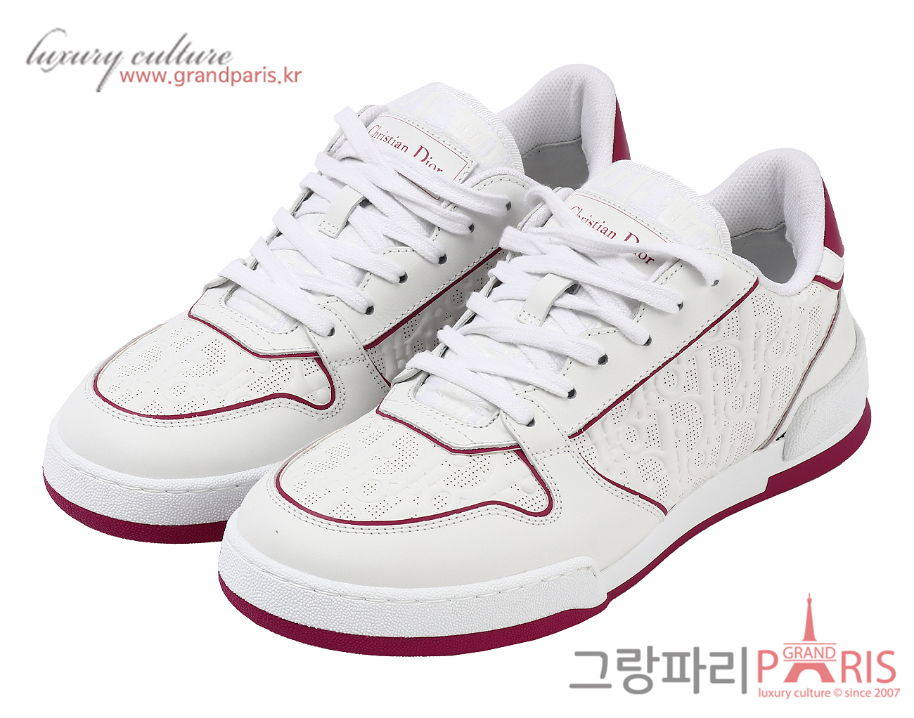 디올 원 스니커즈 화이트 푸시아 38 1/2