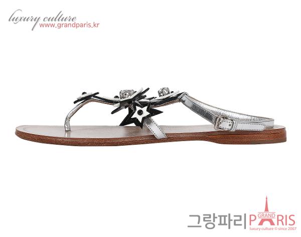 미우미우 스타 셀레스티얼 앵클 스트랩 샌들 아르젠토 36