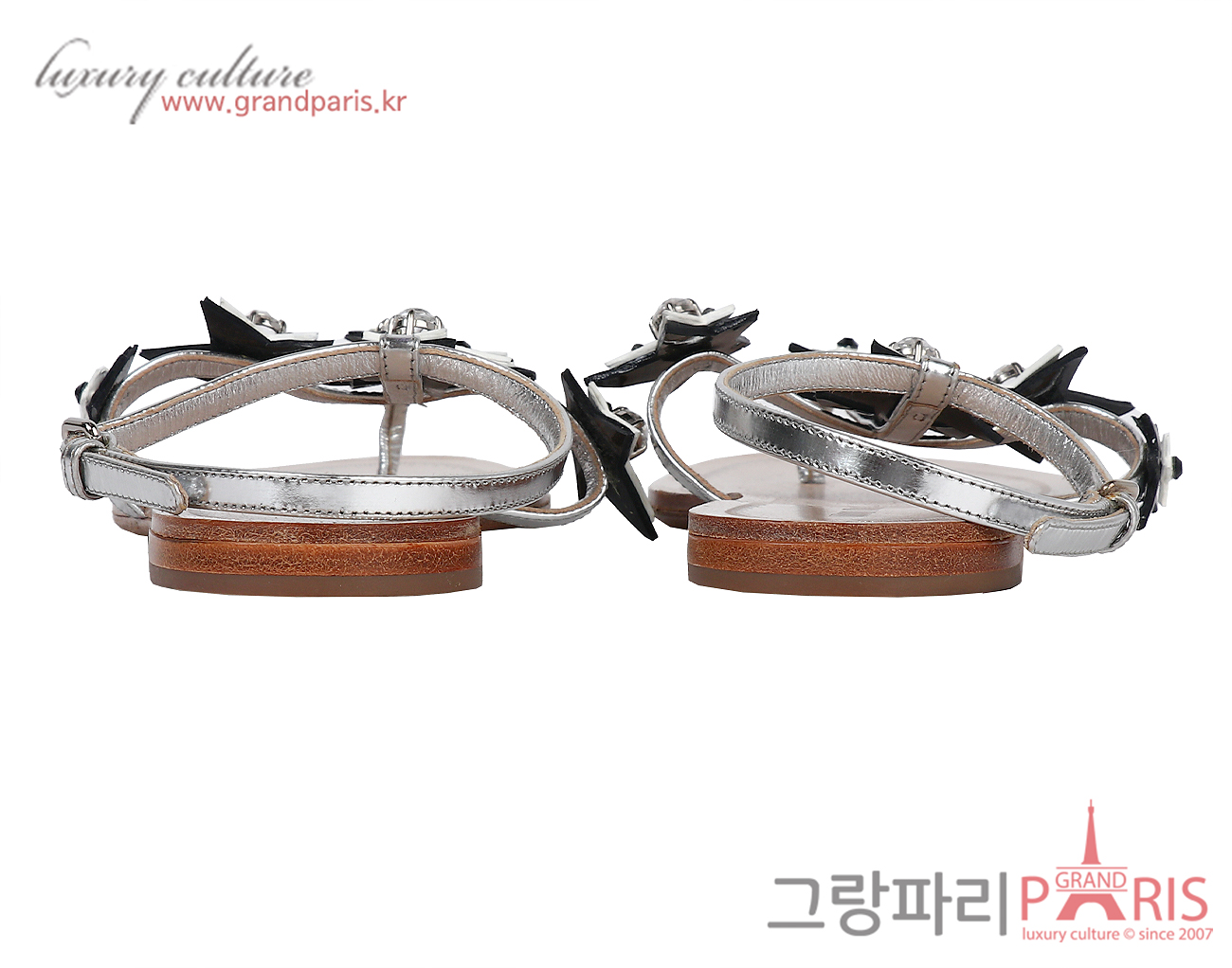 미우미우 스타 셀레스티얼 앵클 스트랩 샌들 아르젠토 36