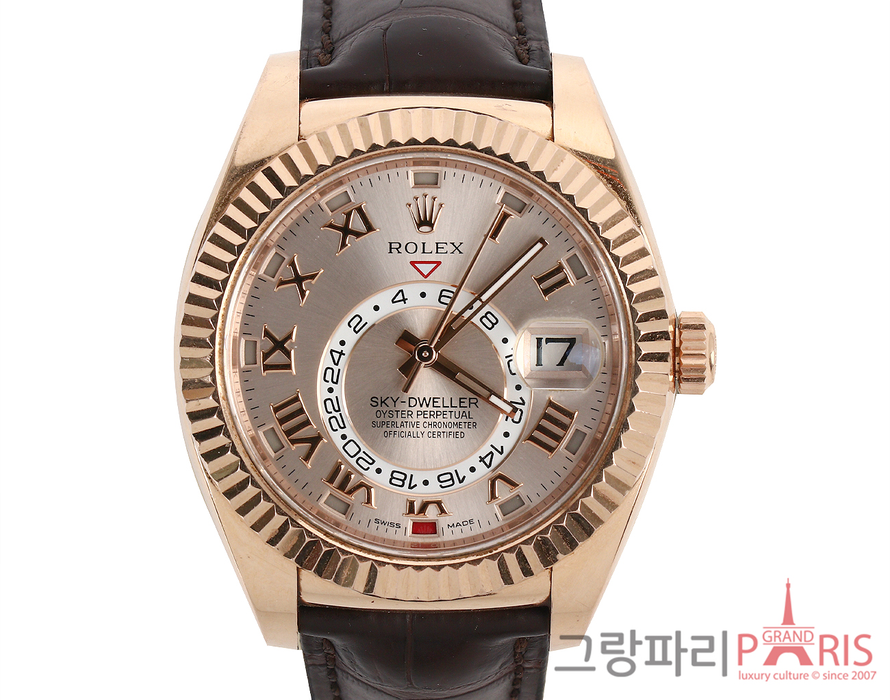 로렉스 스카이드웰러 42mm 로즈골드 선더스트 로마 다이얼 326135