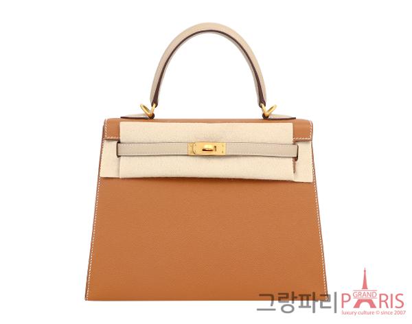 에르메스 셀리에 켈리 25 스페셜 오더 골드 트렌치 매트 금장 D