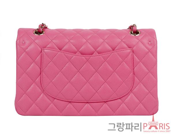 샤넬 클래식 미듐 핑크 샴페인골드 캐비어