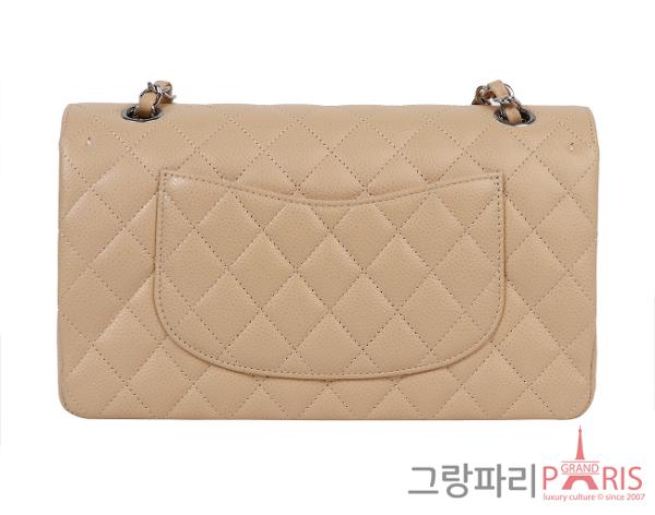 샤넬 클래식 미듐 베이지 은장 캐비어
