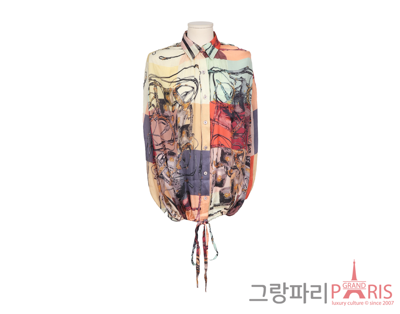 에르메스 플리츠 셔츠 멀티컬러 38