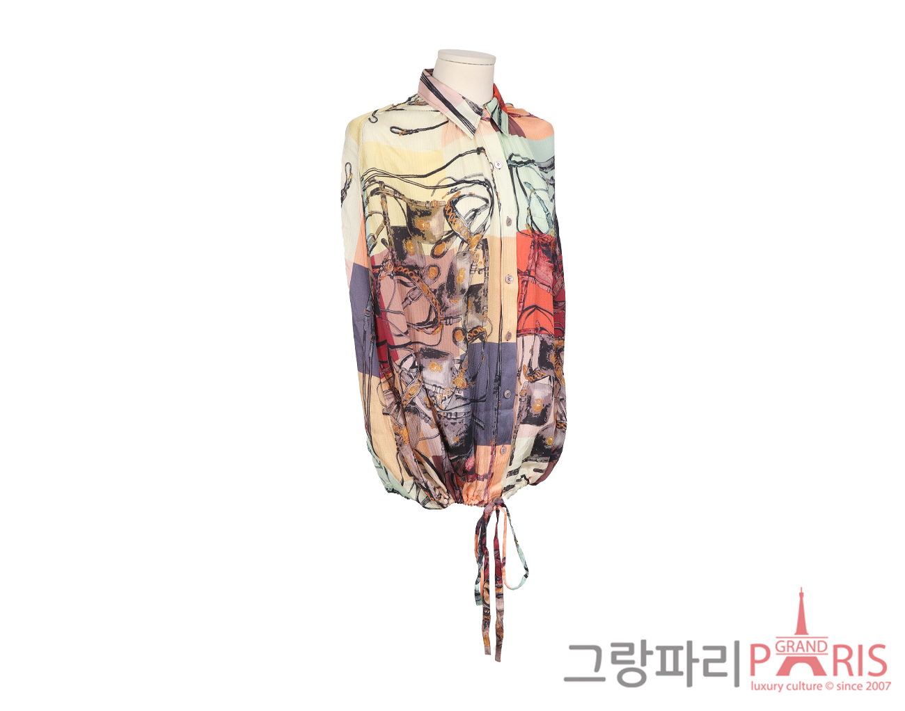 에르메스 플리츠 셔츠 멀티컬러 38