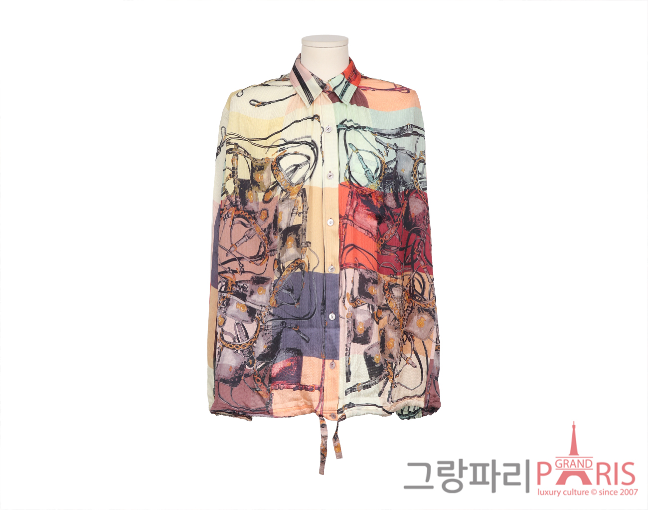 에르메스 플리츠 셔츠 멀티컬러 38
