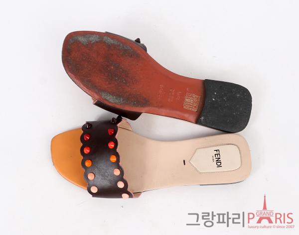 펜디 스터드 슬라이드 브라운 멀티컬러 36 1/2