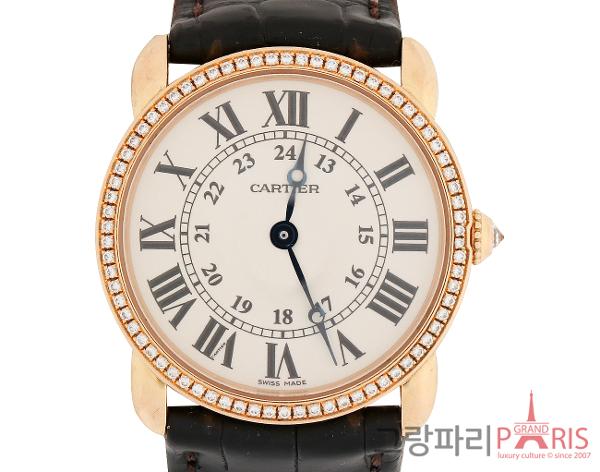 까르띠에 롱드 루이 29mm 핑크골드 다이아몬드