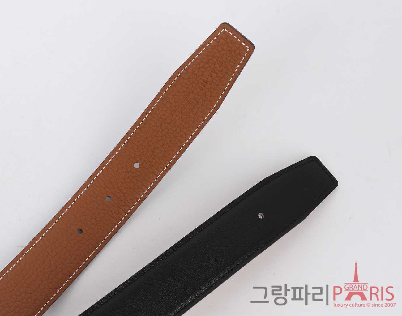 에르메스 H 벨트 리버시블 레더 스트랩 32mm 블랙 골드 매트 금장 95