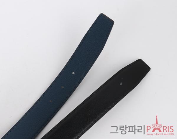 에르메스 H 벨트 리버시블 레더 스트랩 32mm 블랙 블루 드 프뤼스 매트 금장 100