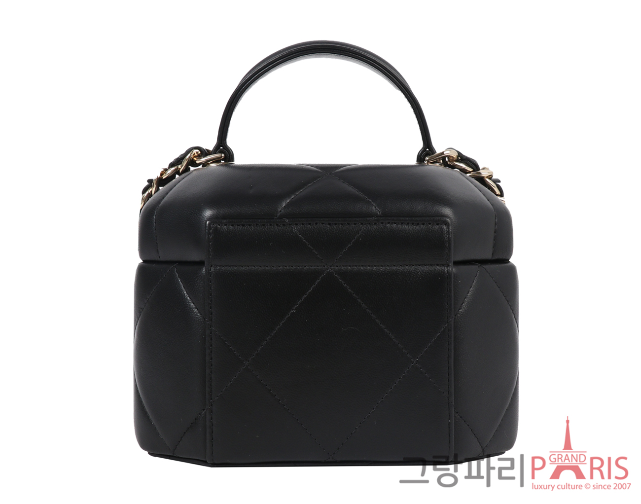 샤넬 코스메틱 케이스 스몰 블랙 샴페인골드 램스킨