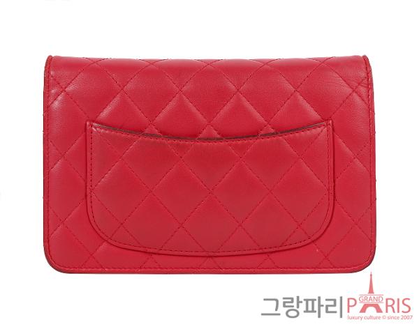 샤넬 클래식 WOC 푸시아 핑크 금장 램스킨