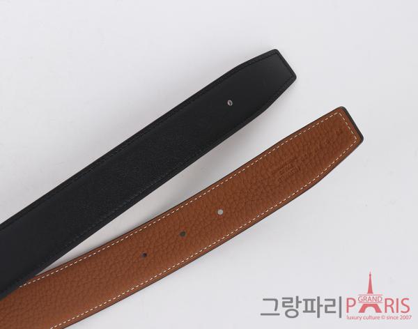 에르메스 H 길로쉬 벨트 리버시블 레더 스트랩 32mm 블랙 골드 금장 95