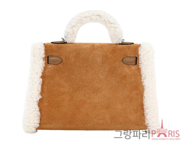 에르메스 미니 켈리 플러치 샤모아 에크루 알레잔 은장 K