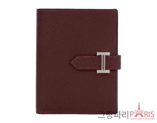에르메스 베안 컴팩트 반지갑 루즈 아쉬 은장 W