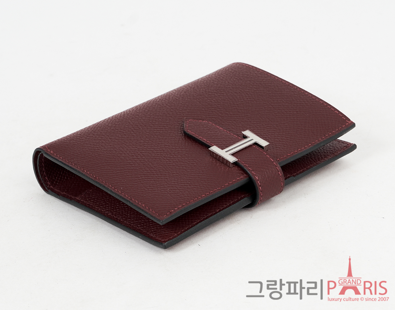 에르메스 베안 컴팩트 반지갑 루즈 아쉬 은장 W