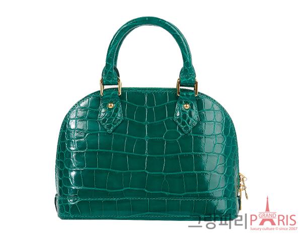 루이비통 알마 BB 엘리게이터 에메랄드 금장