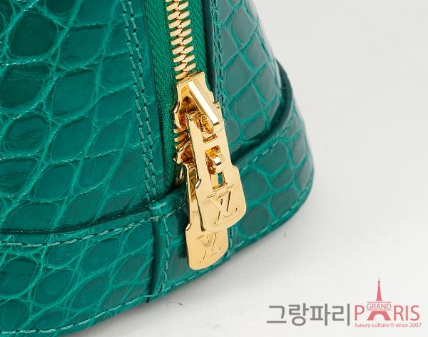 루이비통 알마 BB 엘리게이터 에메랄드 금장