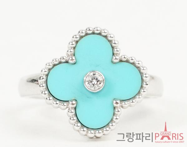 반클리프아펠 빈티지 알함브라 링 화이트골드 터콰이즈 다이아몬드 52