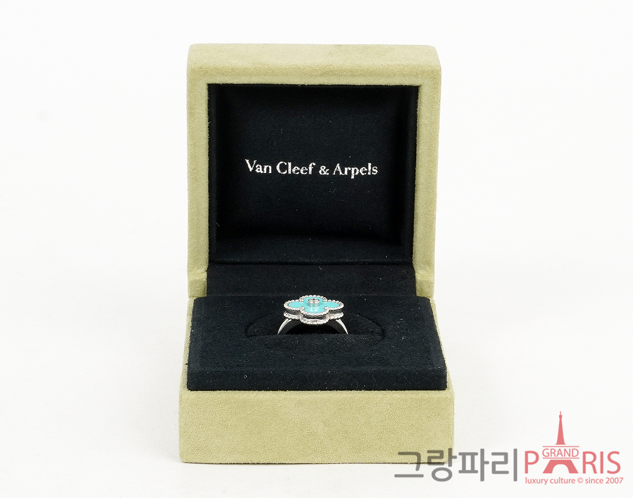 반클리프아펠 빈티지 알함브라 링 화이트골드 터콰이즈 다이아몬드 52