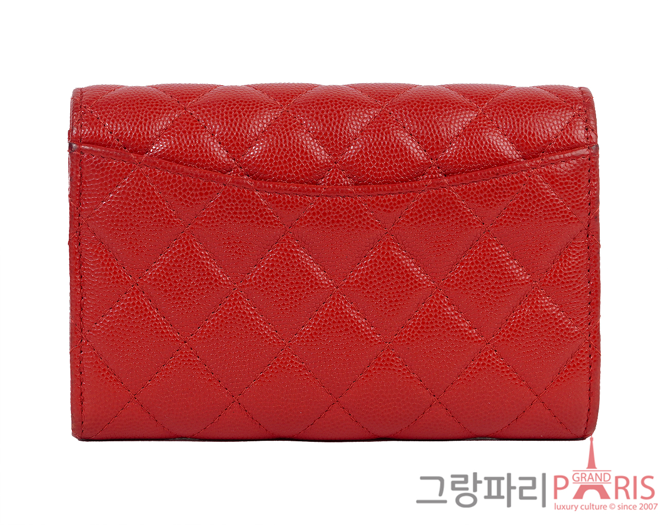 샤넬 클래식 플랩 월렛 레드 금장 캐비어