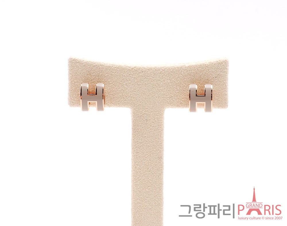 에르메스 미니 팝아슈 이어링 마론 글라세 로즈골드
