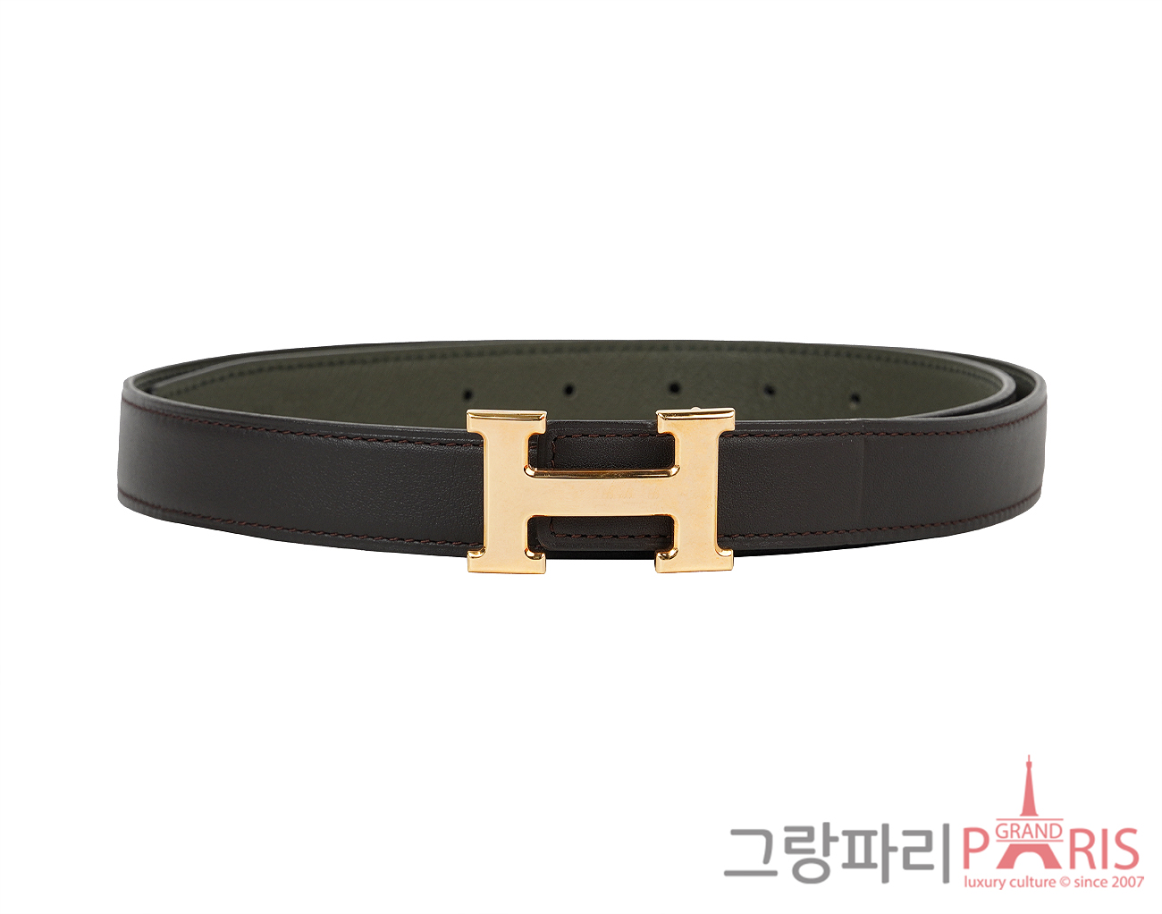 에르메스 미니 H 벨트 리버시블 레더 스트랩 24mm 로즈골드 Set