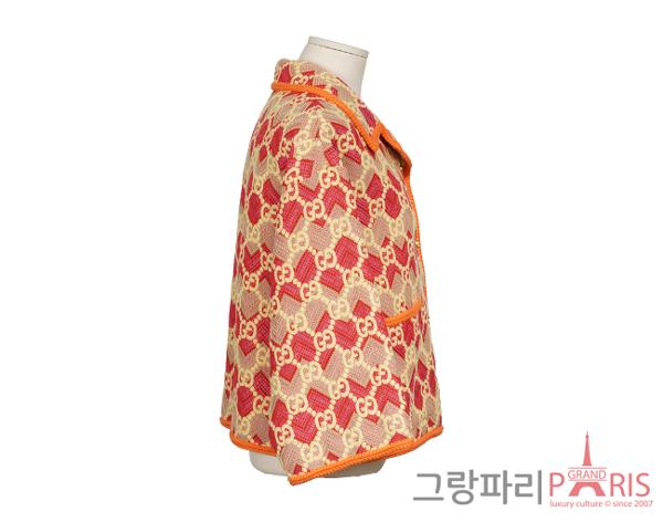 구찌 GG 트위드 재킷 베이지 푸시아 40