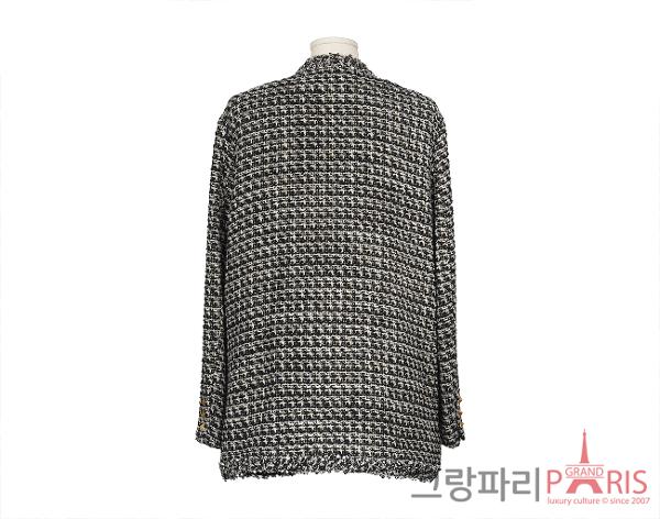 발렌티노 시퀀 엠벨리쉬드 트위드 재킷 블랙 화이트 골드 46