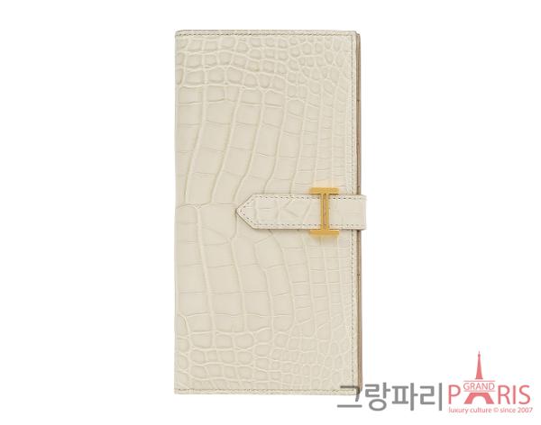에르메스 베안 장지갑 매트 엘리게이터 베통 금장 W
