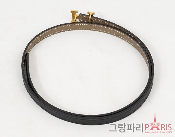에르메스 미니 H 벨트 버클 리버서블 레더 스트랩 13mm 블랙 에토프 금장 80