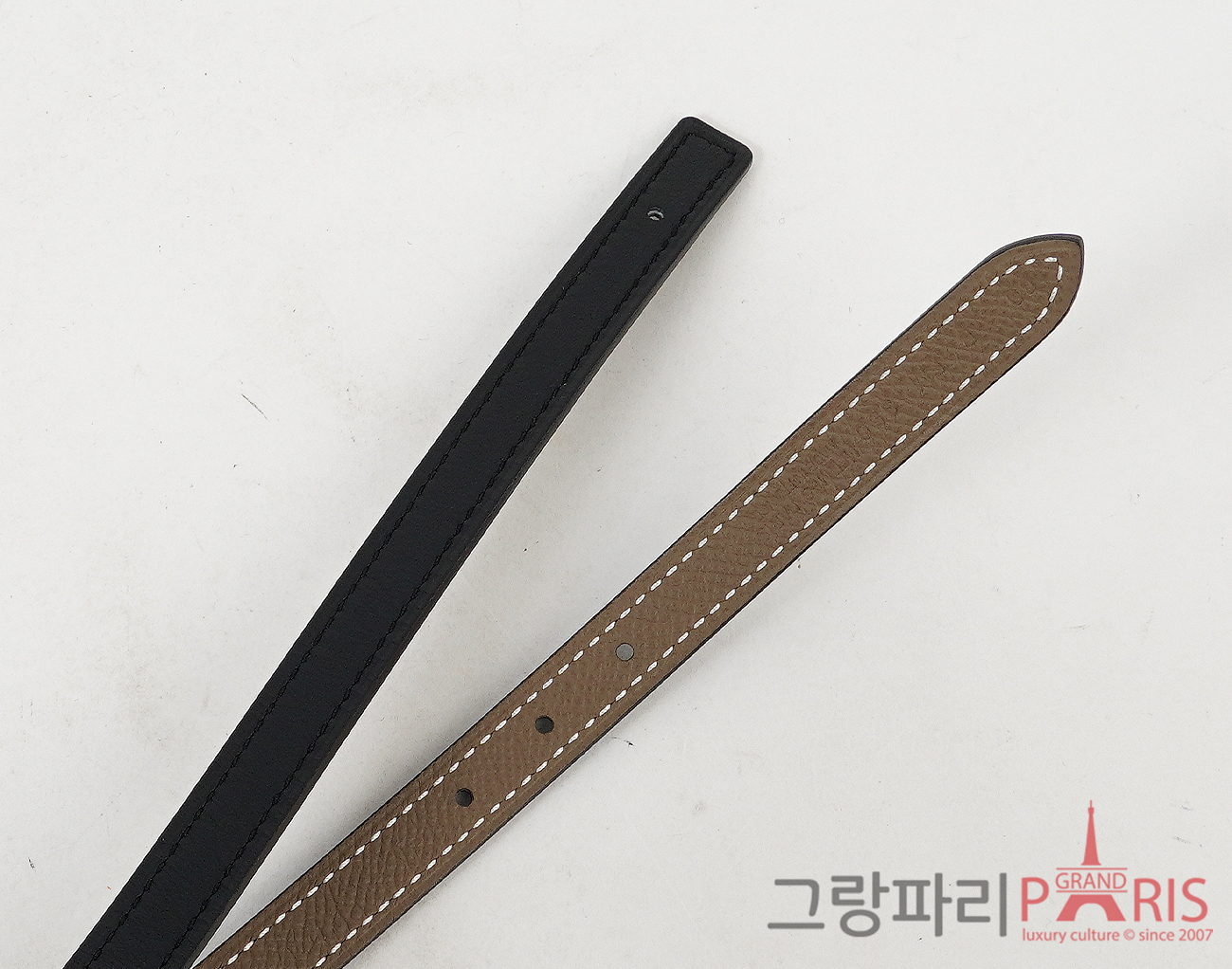 에르메스 미니 H 벨트 버클 리버서블 레더 스트랩 13mm 블랙 에토프 금장 80