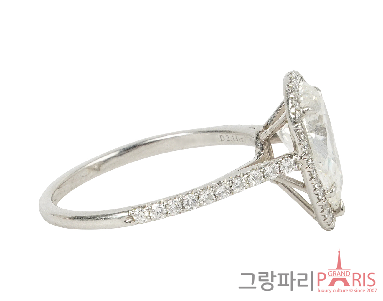 티파니앤코 티파니 솔리스트 페어 쉐입 헤일로 웨딩 링 2.13ct