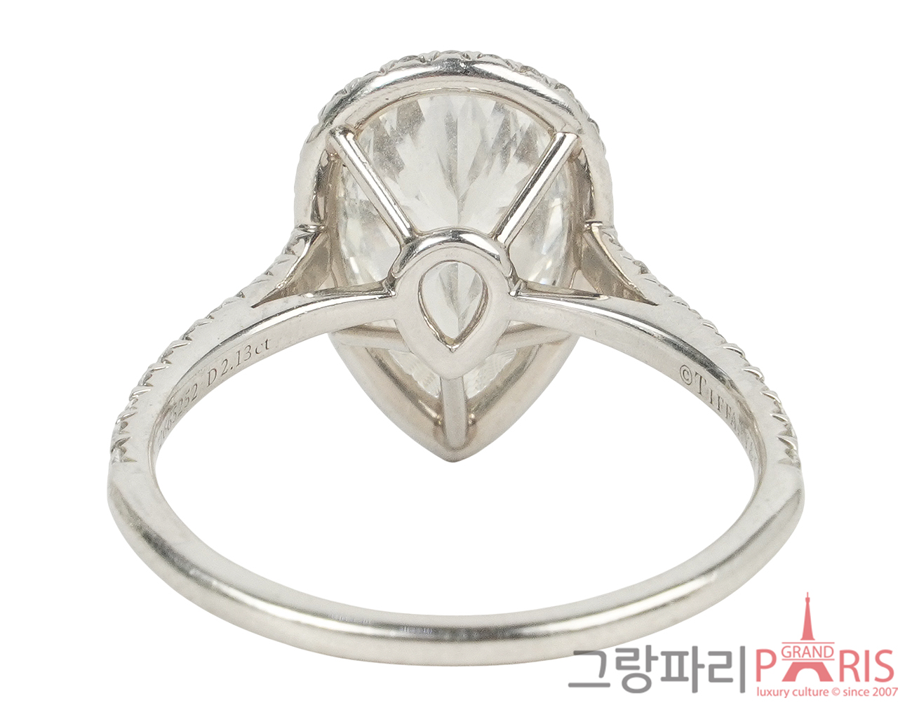 티파니앤코 티파니 솔리스트 페어 쉐입 헤일로 웨딩 링 2.13ct