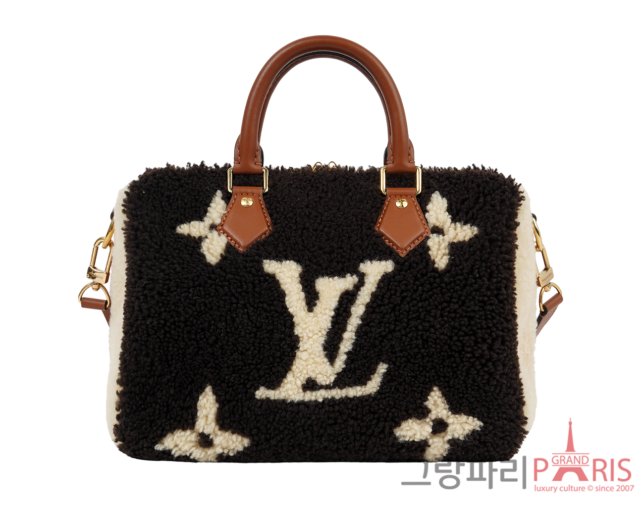 루이비통 LV 스키 코지그램 스피디 반둘리에 25 초콜릿 크림