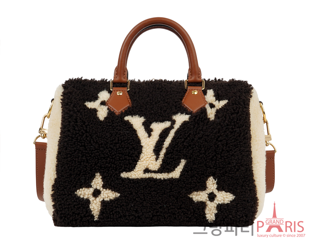 루이비통 LV 스키 코지그램 스피디 반둘리에 25 초콜릿 크림