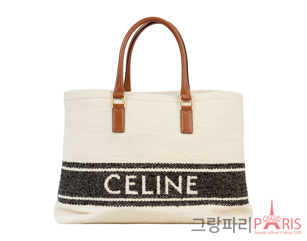 셀린느 텍스타일 호리즌탈 카바스 네추럴 탄 블랙