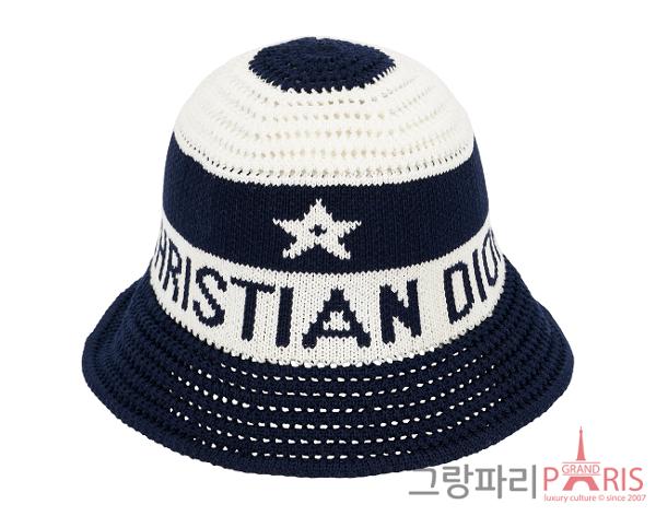 디올 D 튤립 메쉬 클로슈 블루 화이트 S