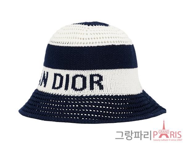 디올 D 튤립 메쉬 클로슈 블루 화이트 S