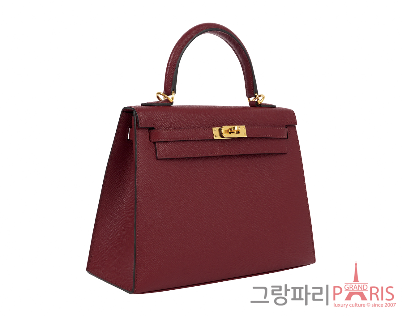 에르메스 셀리에 켈리 25 루즈 그레나 금장 U
