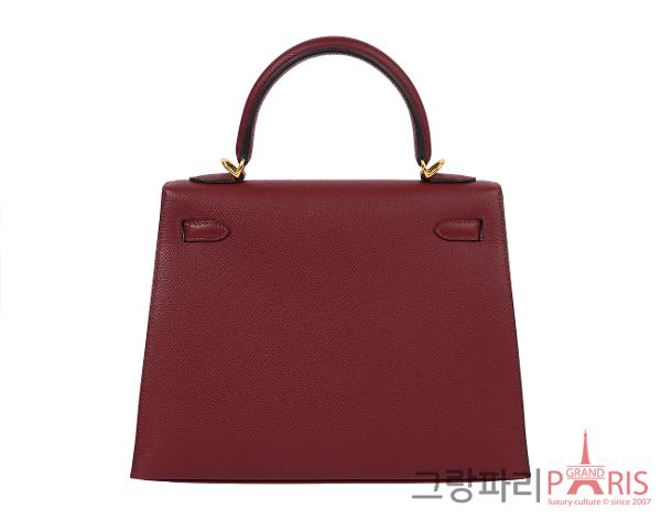 에르메스 셀리에 켈리 25 루즈 그레나 금장 U