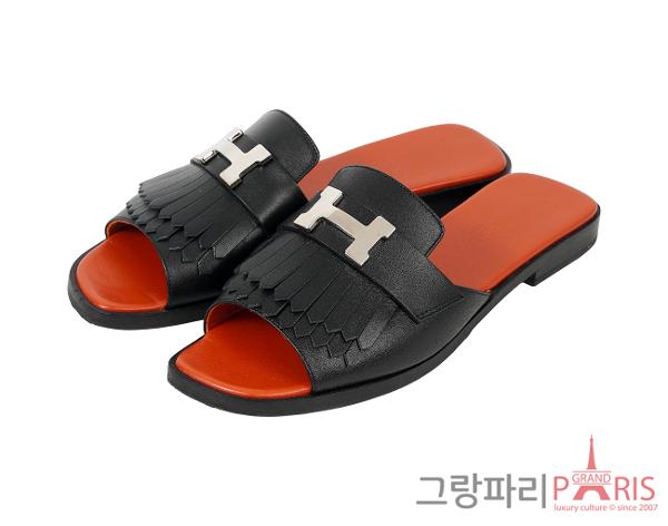 에르메스 오퇴유 샌들 블랙 은장 36 1/2