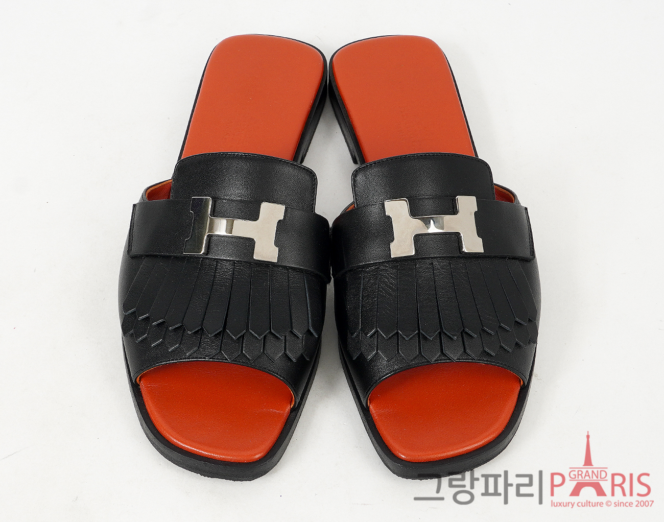 에르메스 오퇴유 샌들 블랙 은장 36 1/2