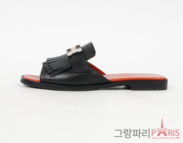 에르메스 오퇴유 샌들 블랙 은장 36 1/2