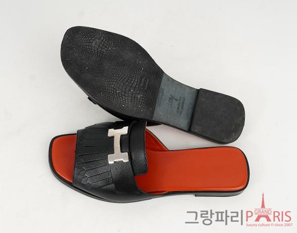 에르메스 오퇴유 샌들 블랙 은장 36 1/2