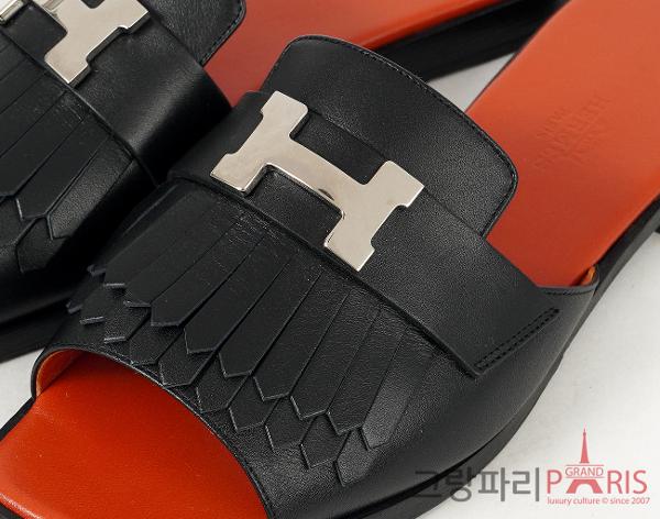 에르메스 오퇴유 샌들 블랙 은장 36 1/2