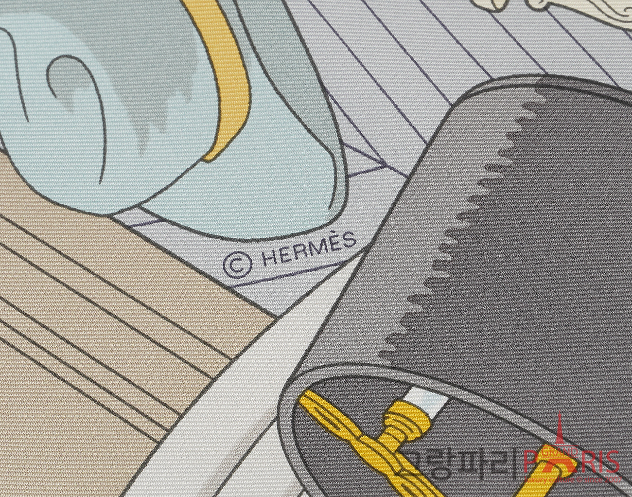 에르메스 까레 스카프 90 미스테르 Au 24 매스틱 로즈 뿌드르