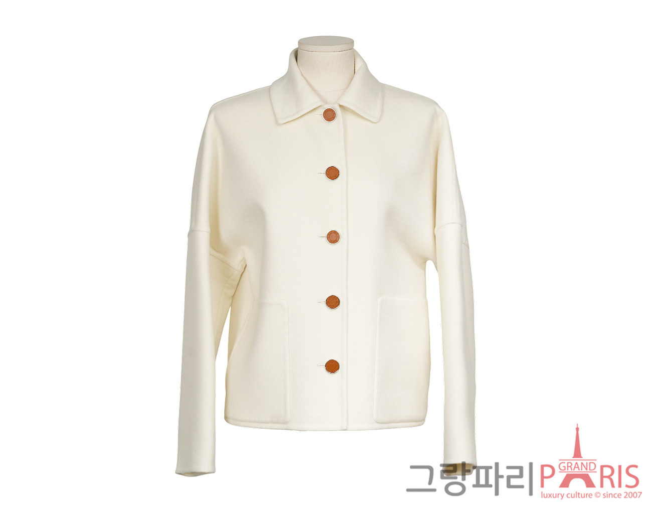 에르메스 캐시미어 재킷 블랑 내추럴 36