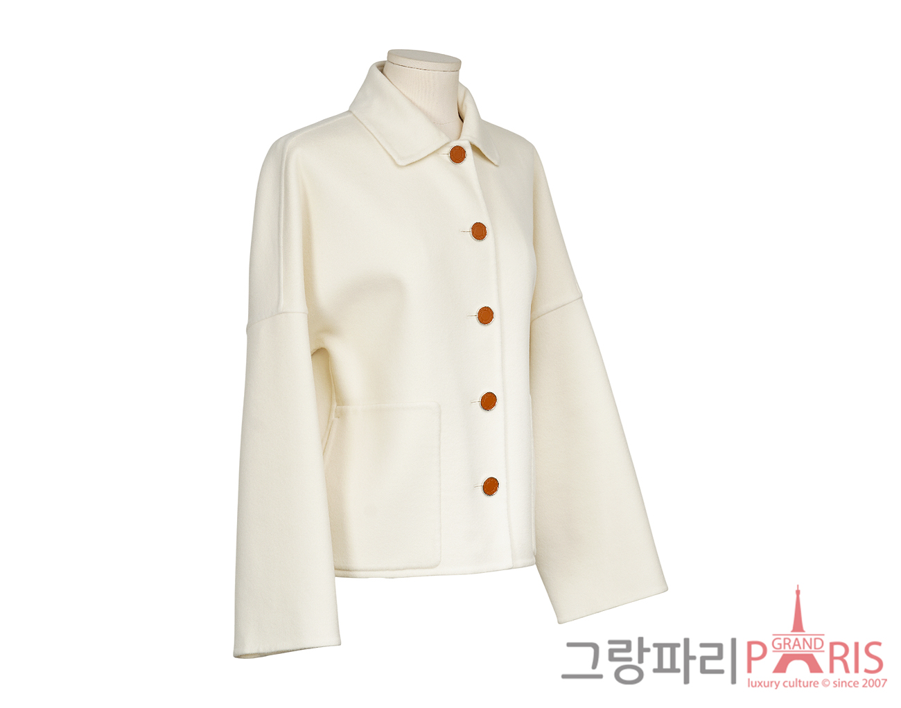 에르메스 캐시미어 재킷 블랑 내추럴 36