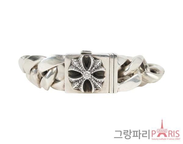 크롬하츠 클래식 박스 ID 라지 링크 브레이슬릿 실버 다이아몬드